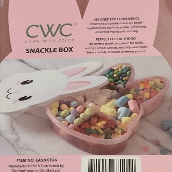Pink Bunny Snackle Box by Cook with Color, 6 compartments convenience on the go - Picture 3 of 6